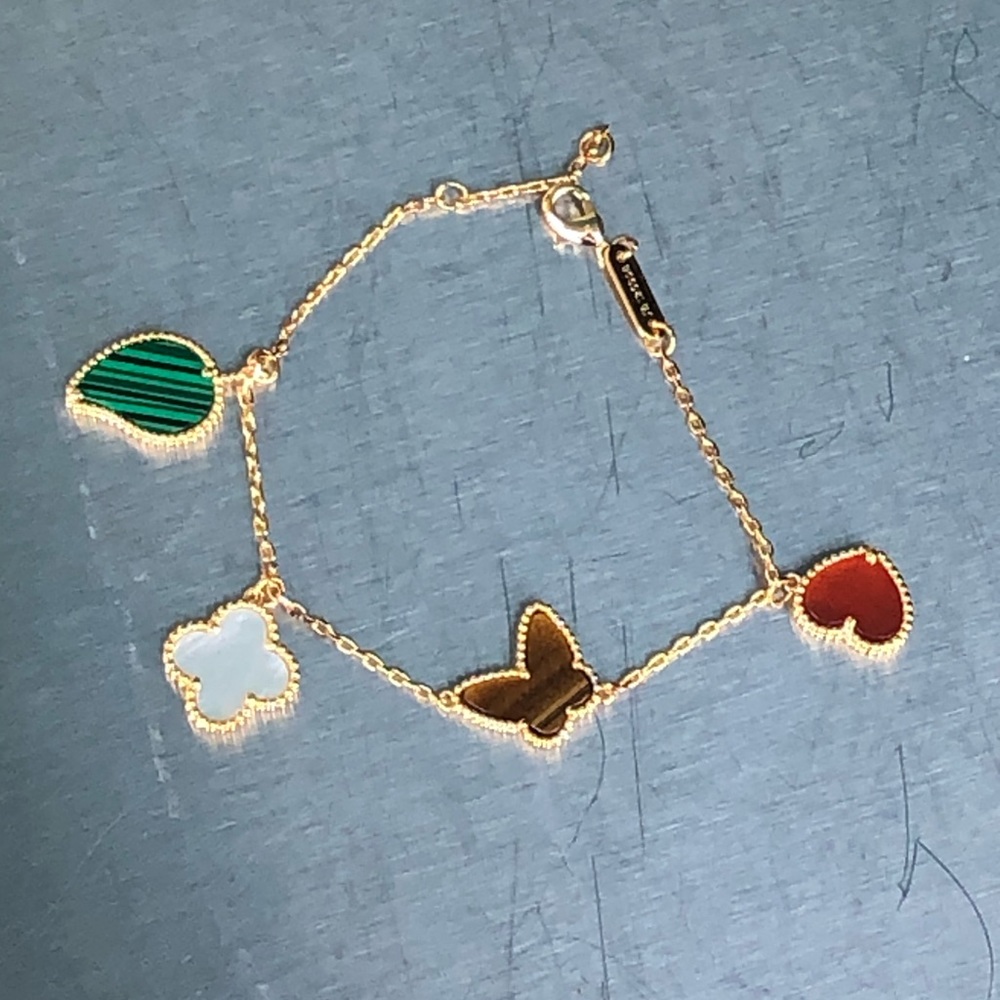 Clover Leaf Heart Tiger Eye Butterfly bracelet